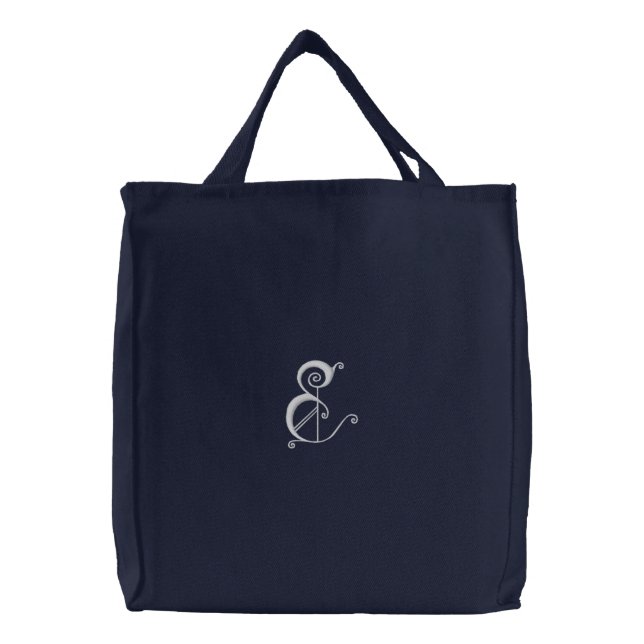 Letter E Fancy Monogram Embroidered Bag (Front)