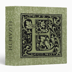 Letter E First Letter Monogram 3 Ring Binder