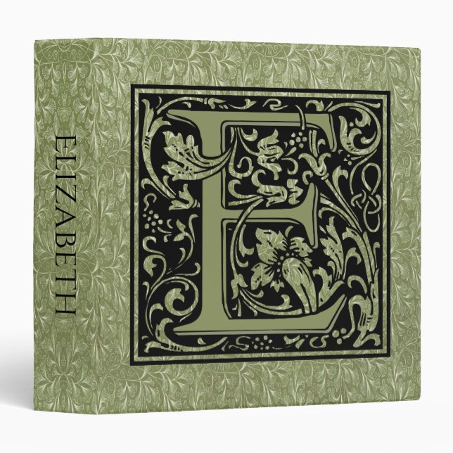 Letter E First Letter Monogram 3 Ring Binder (Front/Spine)
