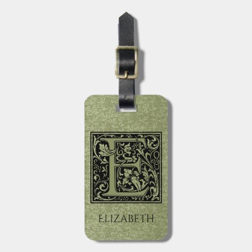 Letter E First Letter Monogram Luggage Tag