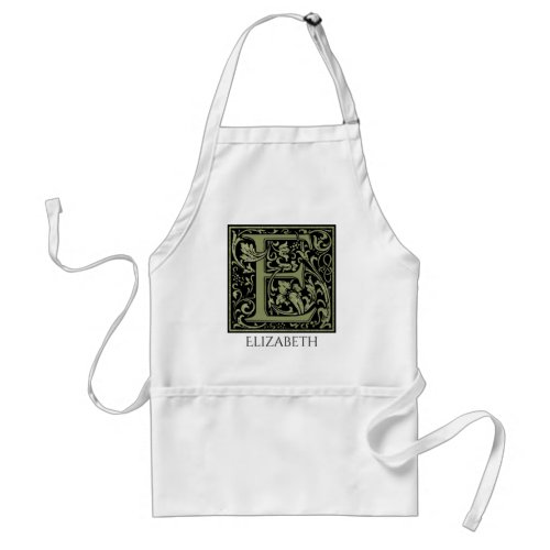 Letter E First Letter Monogram Personalized Adult Apron