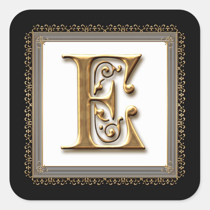 Letter E   Gold & Lace Classic Formal Wedding Seal Stickers