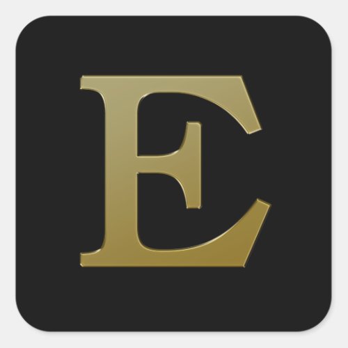 Letter E Gold Square Sticker