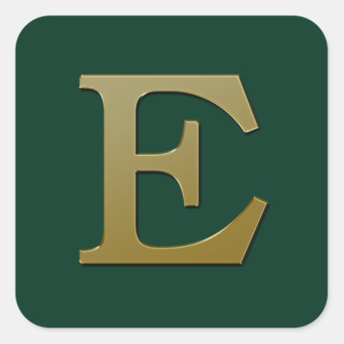 Letter E Gold Square Sticker
