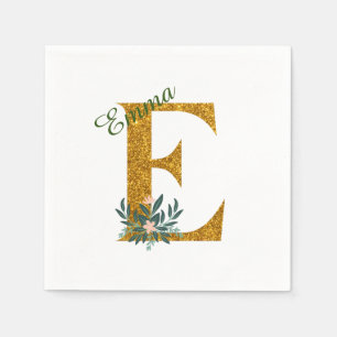 Letter E Golden monogram Napkins