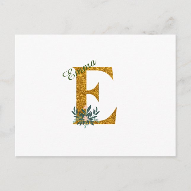 Letter E Golden monogram Postcard (Front)