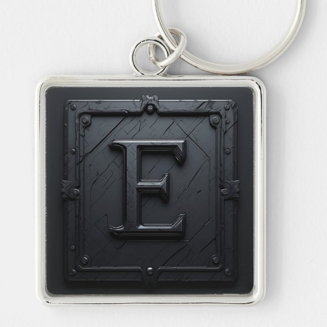 ⚔️ Letter E Gothic Monogram Gift For Him 🔑 Keychain (Front)