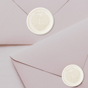 Letter E Heart Letterpress Wedding Thank You Wax Seal Sticker