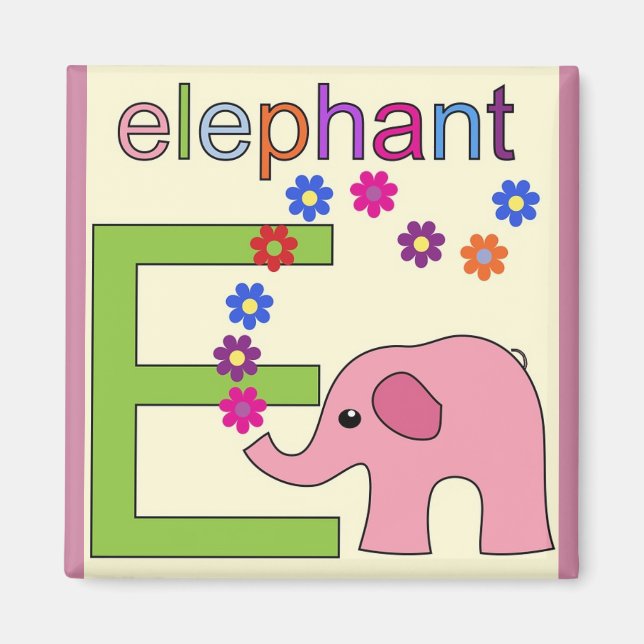 "Letter E" if for Elephant Magnet (Front)