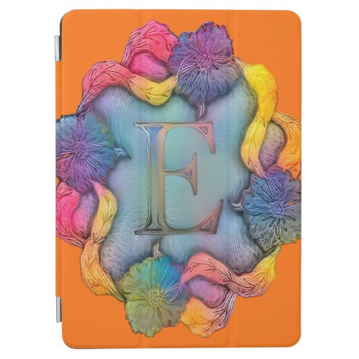Letter E in the middle of decorated flowers iPad Air Cover