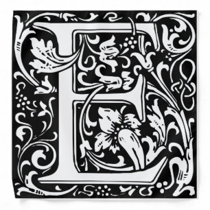 Letter E Medieval Monogram Art Nouveau Bandana