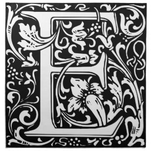 Letter E Medieval Monogram Art Nouveau Cloth Napkin