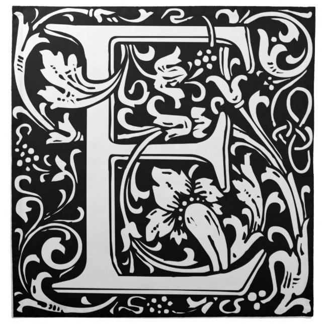 Letter E Medieval Monogram Art Nouveau Cloth Napkin (Front)