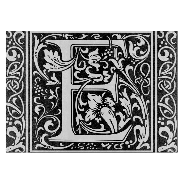 Letter E Medieval Monogram Art Nouveau Cutting Board (Front)