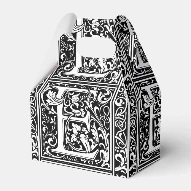 Letter E Medieval Monogram Art Nouveau Favor Boxes (Front Side)