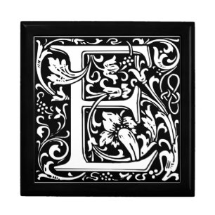 Letter E Medieval Monogram Art Nouveau Gift Box