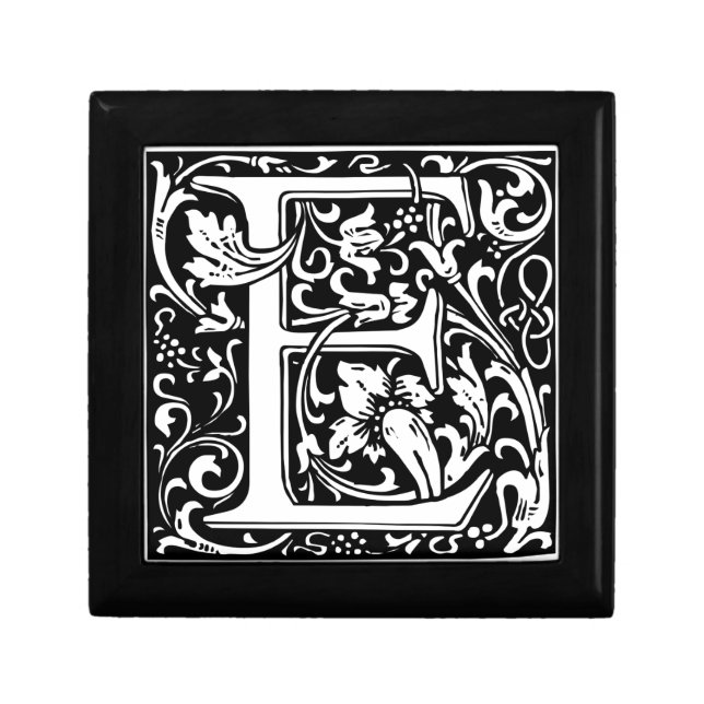Letter E Medieval Monogram Art Nouveau Gift Box (Front)