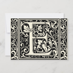 Letter E Medieval Monogram Art Nouveau Invitation