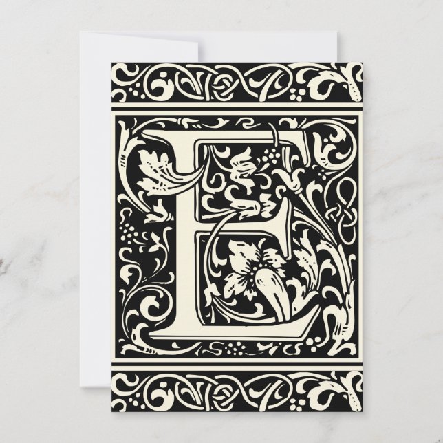 Letter E Medieval Monogram Art Nouveau Invitation (Front)