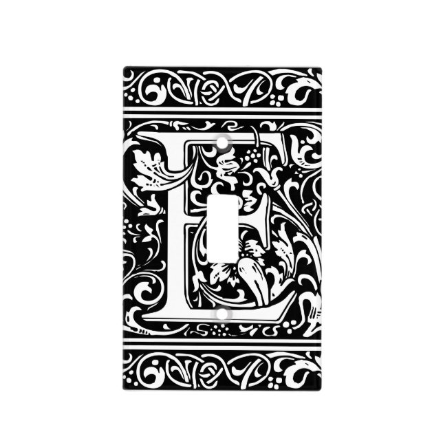 Letter E Medieval Monogram Art Nouveau Light Switch Cover (Front)