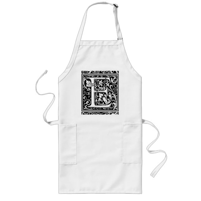 Letter E Medieval Monogram Art Nouveau Long Apron (Front)