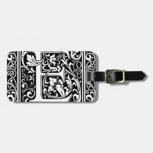 Letter E Medieval Monogram Art Nouveau Luggage Tag