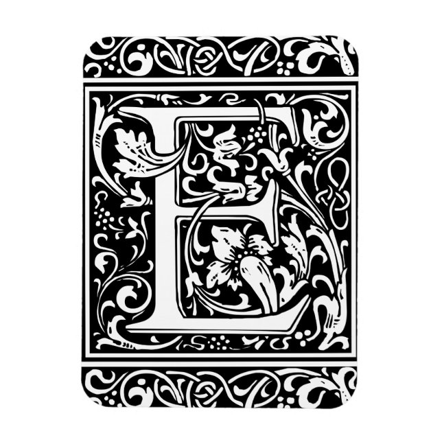 Letter E Medieval Monogram Art Nouveau Magnet (Vertical)