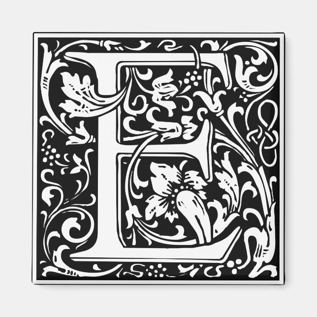 Letter E Medieval Monogram Art Nouveau Magnet (Front)
