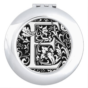 Letter E Medieval Monogram Art Nouveau Makeup Mirror