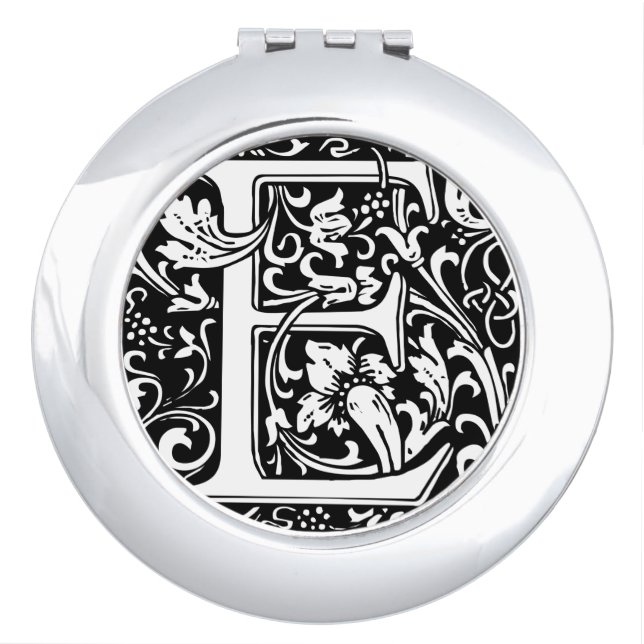 Letter E Medieval Monogram Art Nouveau Makeup Mirror (Front)