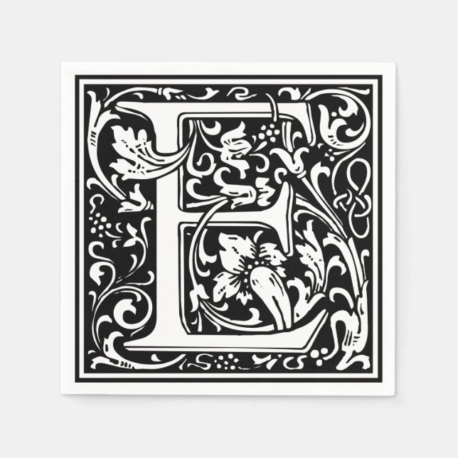 Letter E Medieval Monogram Art Nouveau Napkins (Front)