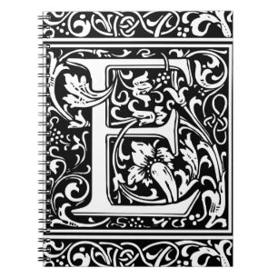 Letter E Medieval Monogram Art Nouveau Notebook