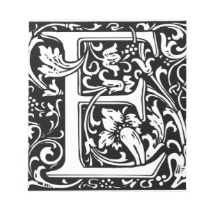 Letter E Medieval Monogram Art Nouveau Notepad