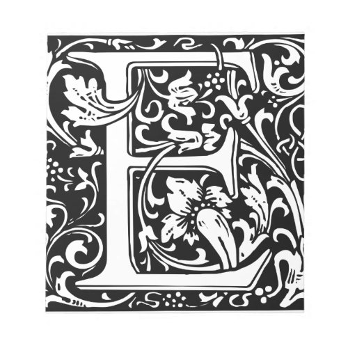 Letter E Medieval Monogram Art Nouveau Notepad