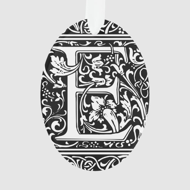 Letter E Medieval Monogram Art Nouveau Ornament (Back)