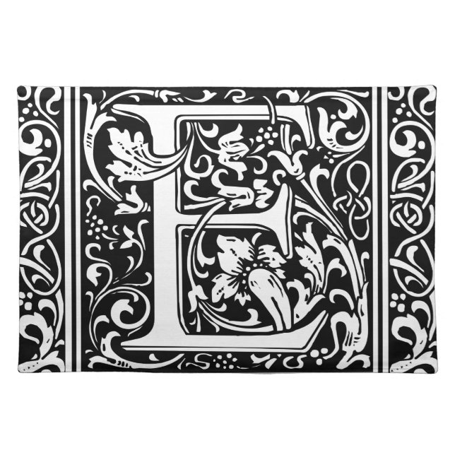 Letter E Medieval Monogram Art Nouveau Placemat (Front)