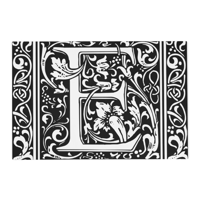 Letter E Medieval Monogram Art Nouveau Placemat (Front)
