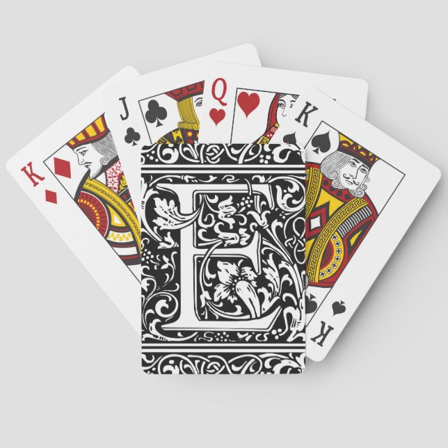 Letter E Medieval Monogram Art Nouveau Poker Cards (Back)