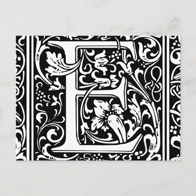 Letter E Medieval Monogram Art Nouveau Postcard (Front)