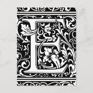 Letter E Medieval Monogram Art Nouveau Postcard