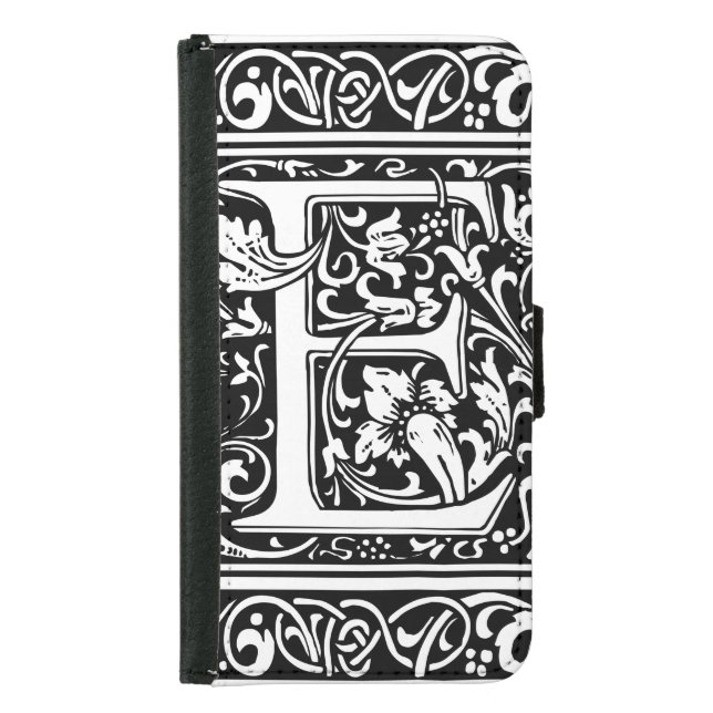 Letter E Medieval Monogram Art Nouveau Samsung Galaxy Wallet Case (Front)