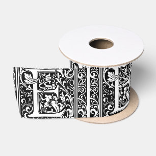 Letter E Medieval Monogram Art Nouveau Satin Ribbon