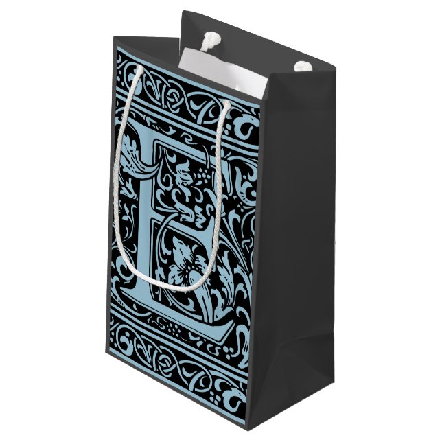 Letter E Medieval Monogram Art Nouveau Small Gift Bag (Back Angled)