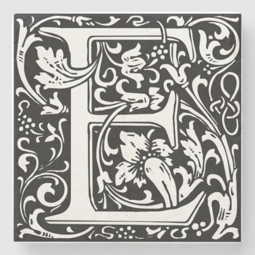 Letter E Medieval Monogram Art Nouveau Stone Coaster