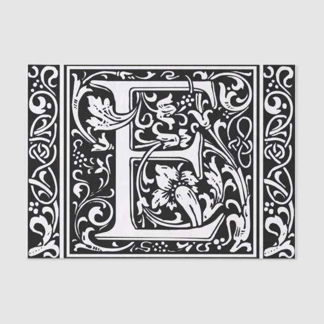 Letter E Medieval Monogram Art Nouveau Tissue Paper (Front)