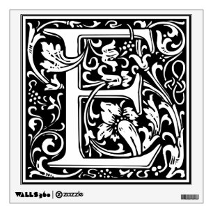 Letter E Medieval Monogram Art Nouveau Wall Decal