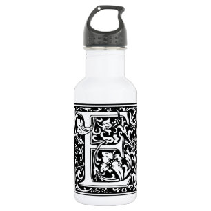 Letter E Medieval Monogram Art Nouveau Water Bottle