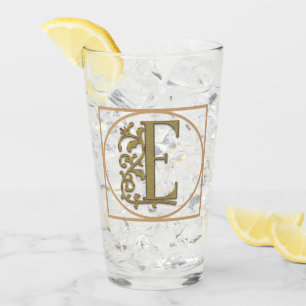 LETTER E MONOGRAM Beautiful Wedding New Home Gift Glass
