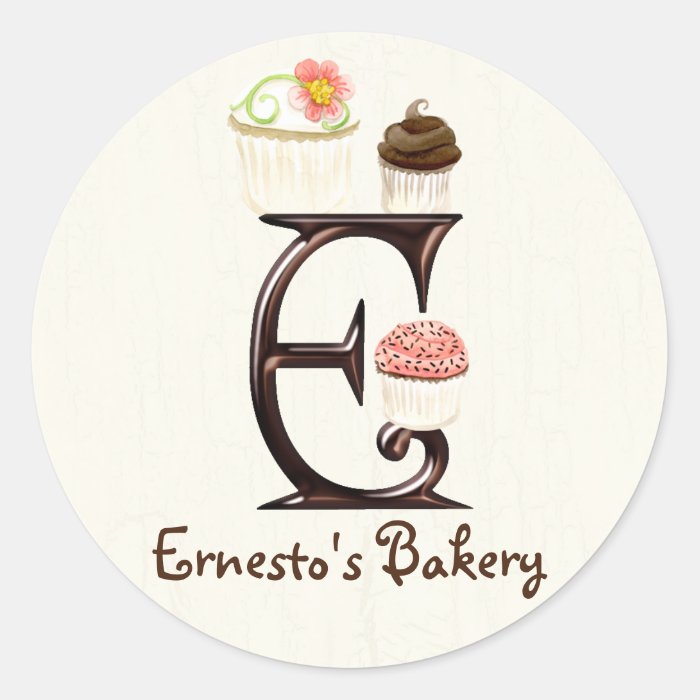 Letter E Monogram Cupcake Logo Business Stickers