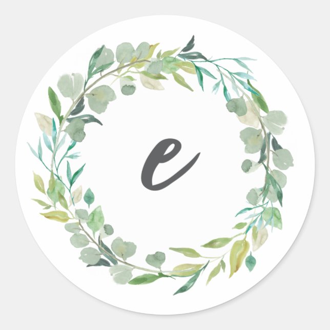 Letter E Monogram Initial Sticker Envelope Seal (Front)